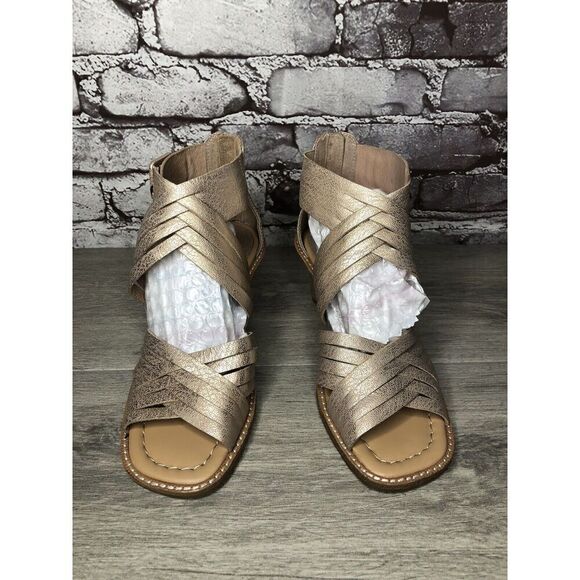 Donald Pliner Junnah Gold Metallic Leather Ankle Strap Heel Sandals Women 5M US - Picture 2 of 16